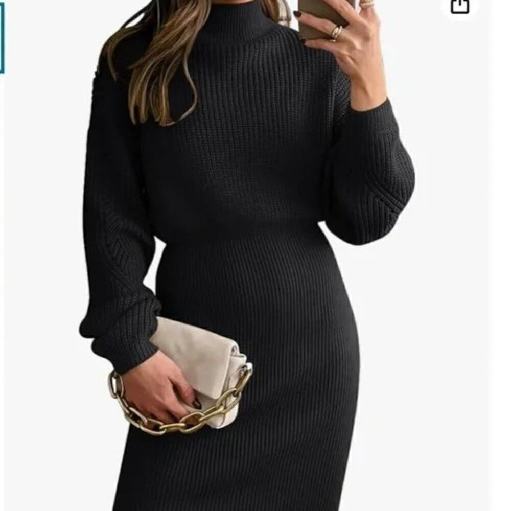 NWT Lillusory Black Ribbed Knit Bodyson Dress Size L